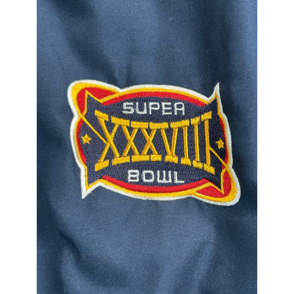 Vintage 2004 NFL Super Bowl XXXVIII 38 Hooded Windbreaker Jacket Navy Yellow L - Picture 5 of 8